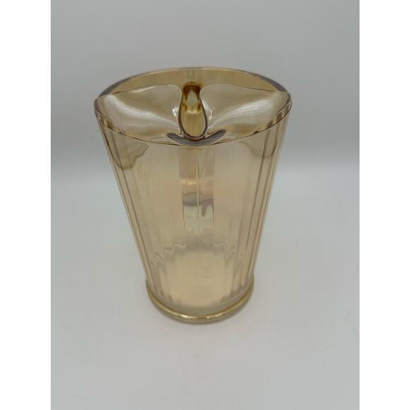 Vtg Carnival Glass Pitcher Jeanette Marigold Orange 8.5" Irredescent Lusterware - Picture 3 of 7